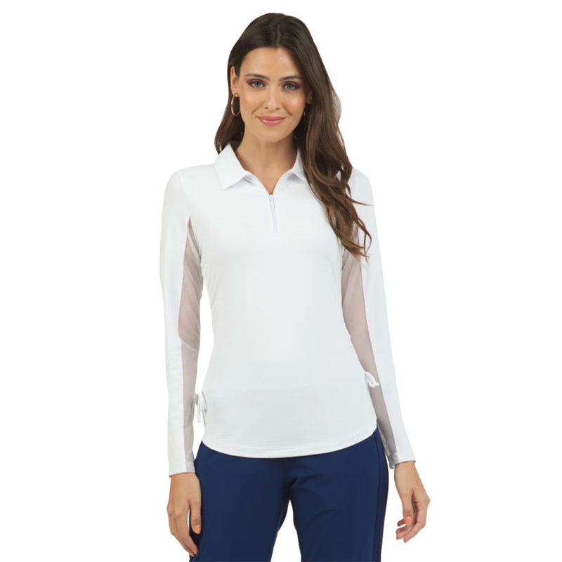 Ibkul Adjustable Length Long Sleeve Womens Polo