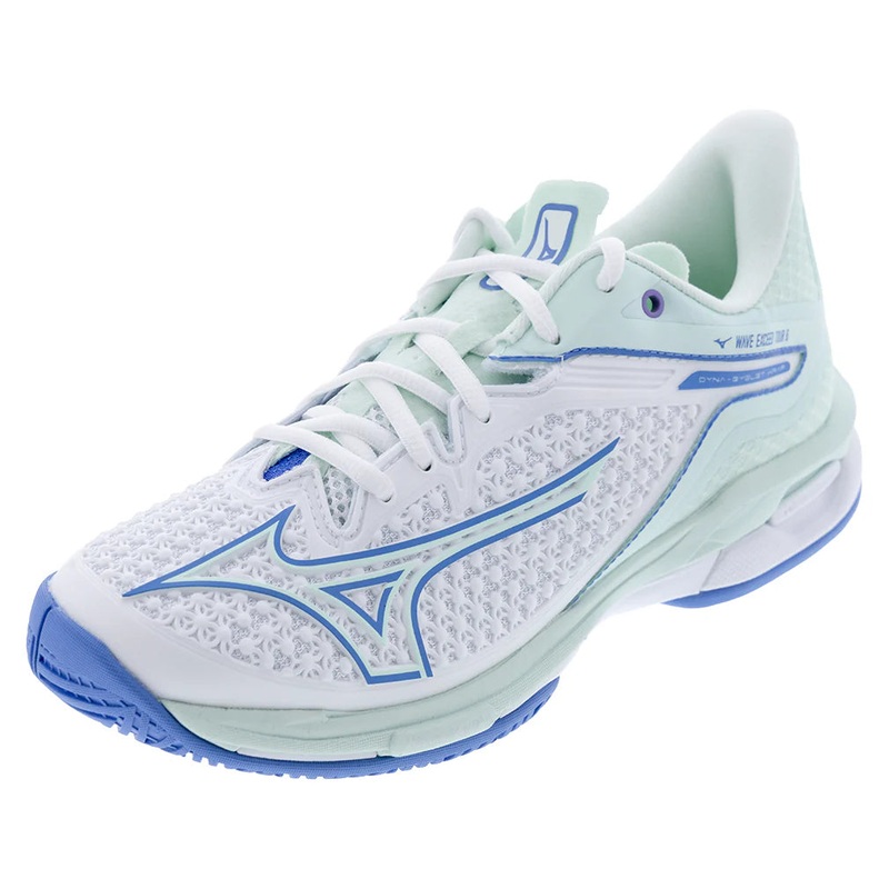 Women`s Wave Exceed Tour 6 Tennis Shoes White and Frontier Blue