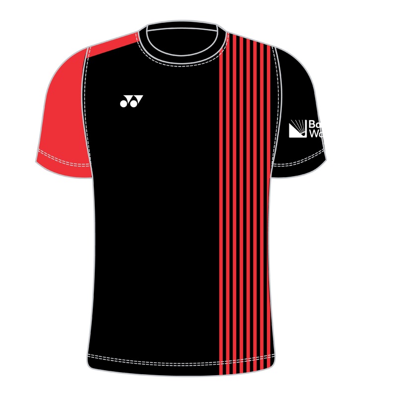 Badminton Wales Masters County Championship Kit – T009 Time Shirt (Mens) Black/Red XS
