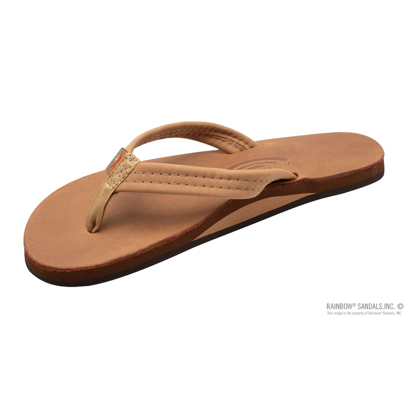 Rainbow Womens Luxury Leather Single Layer 3/4 Strap Sandal Buckskin Small (5-6.5)