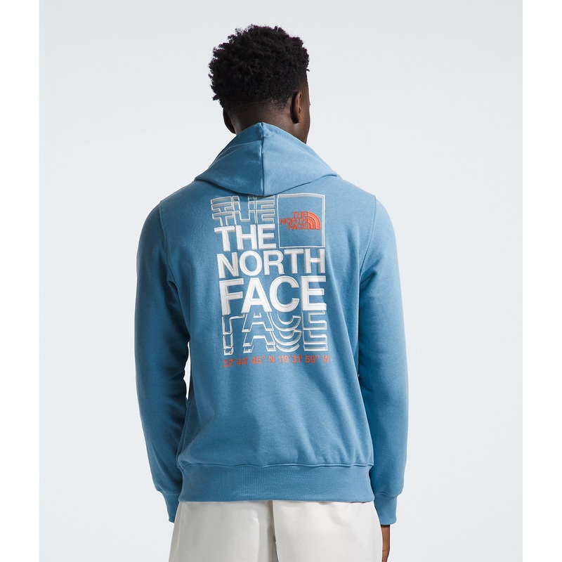 The North Face Mens Brand Proud Hoodie Indigo Stone/Vivid Flame-XYO Small