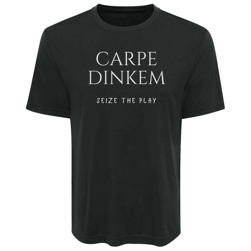 Men’s Dry Fit T-Shirt – Carpe Dinkem (White Print)