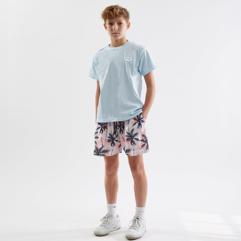 The Drip Shop Kids’ Geometric Palm Shorts Navy/Pink Youth Small