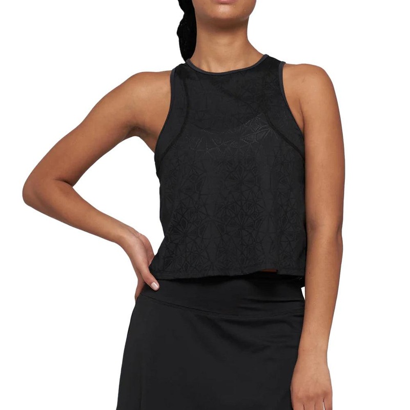 Women`s Starburst Vent Tennis Tank Black