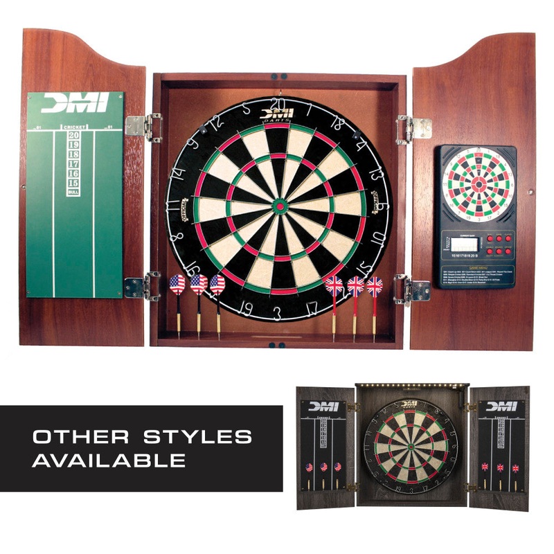 Dartboard Cabinet w/ Electronic Scorer – Light Cherry