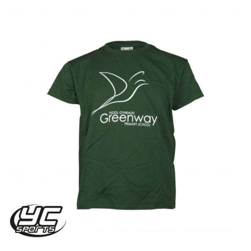 Greenway Primary School PE T Shirt 3/4 BOTTLE GREEN
