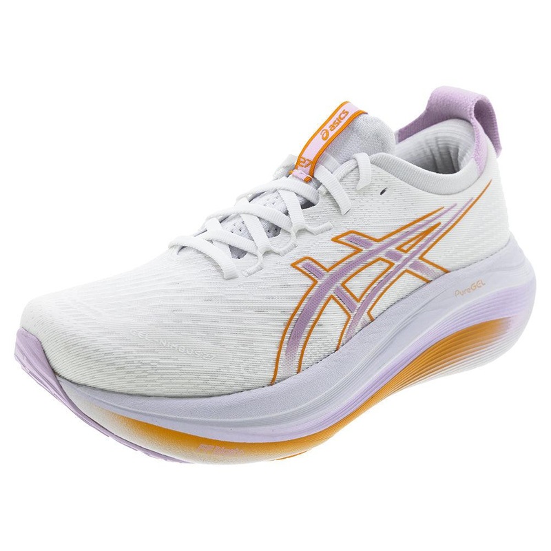 Women`s GEL-Nimbus 27 Running Shoes White and Light Ube