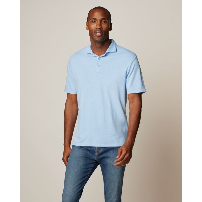 Johnnie O Mens Shoreline Cotton Pique Polo Airy Blue Small