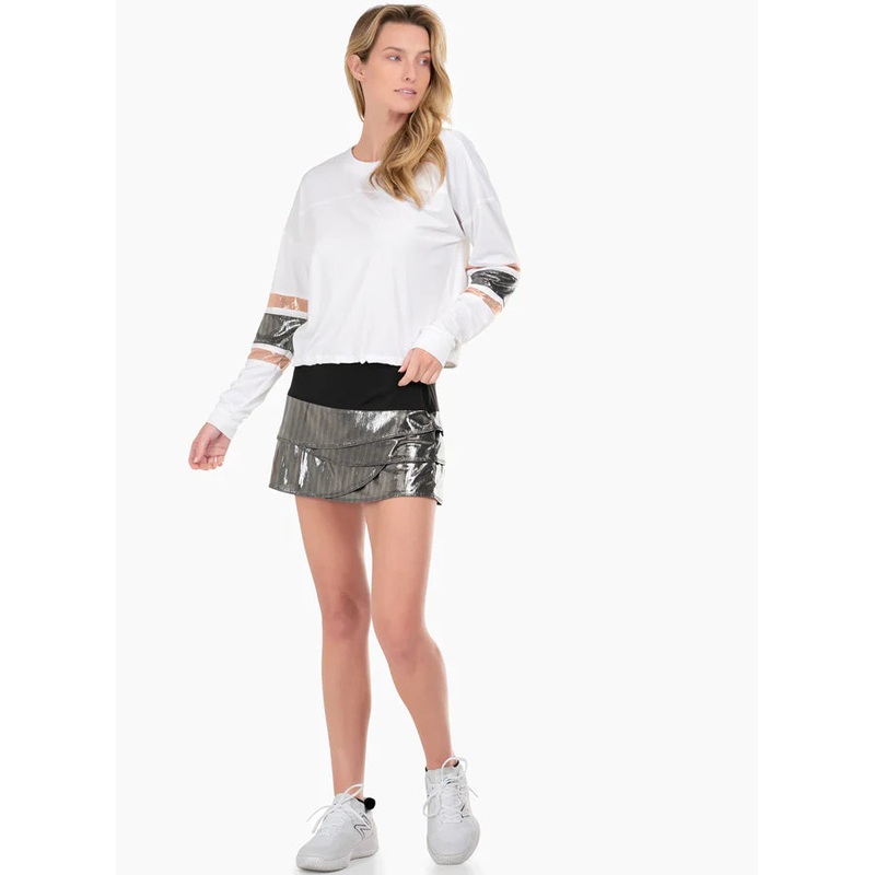 Women’s Lucky in Love Metallic Long Sleeve White Small
