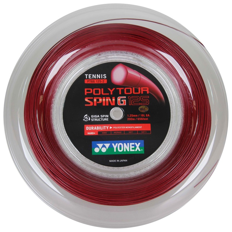 Yonex Polytour Spin G 1.25mm 200m Tennis String 200m Reel DARK RED