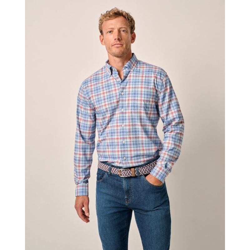 Johnnie-O Men’s Peterson Performance Button Up Shirt Bombay Small