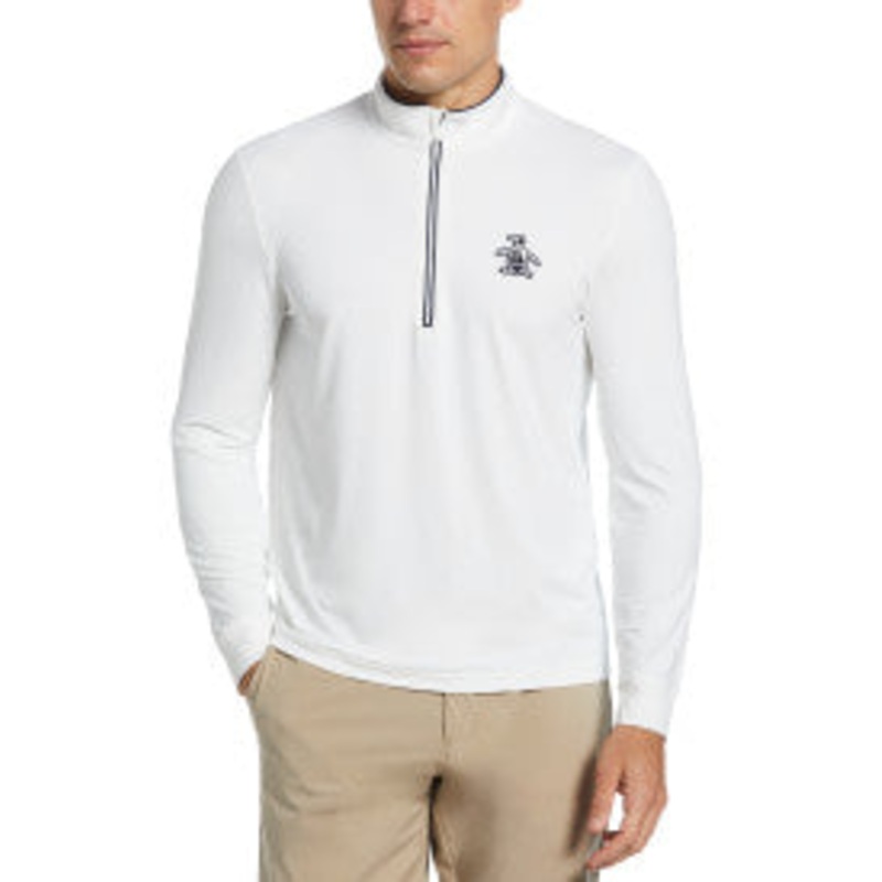 Original Penguin Long Sleeve 1/4 Zip Technical Earl (OGKSE004) Tennis Baselayer Men Bright White S