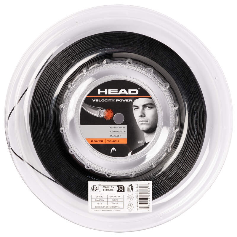 Head Velocity Power 17/1.25 Tennis String Reel (Black)