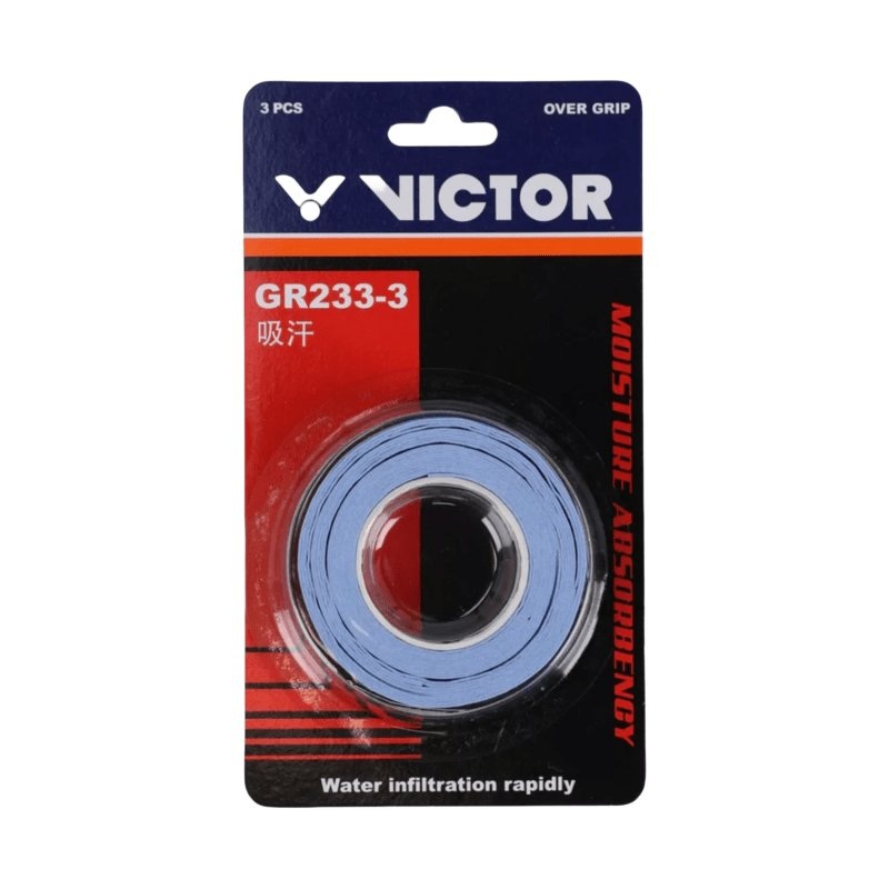 VICTOR GR233-3 Badminton Overgrip (3 Wraps) Multiple Colors White