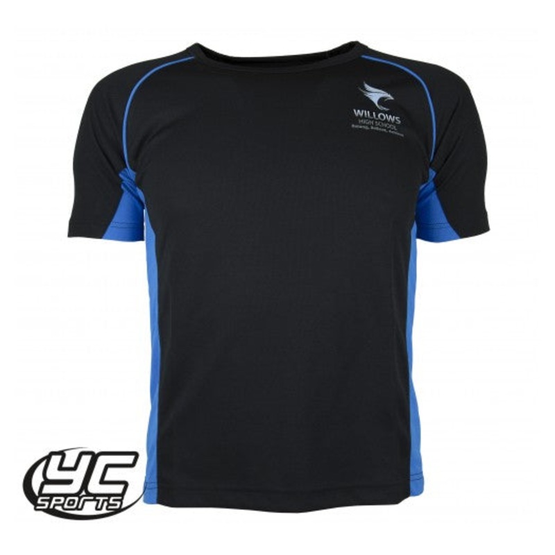 Willows High School PE T Shirt JS 9/10 BLACK/SKY