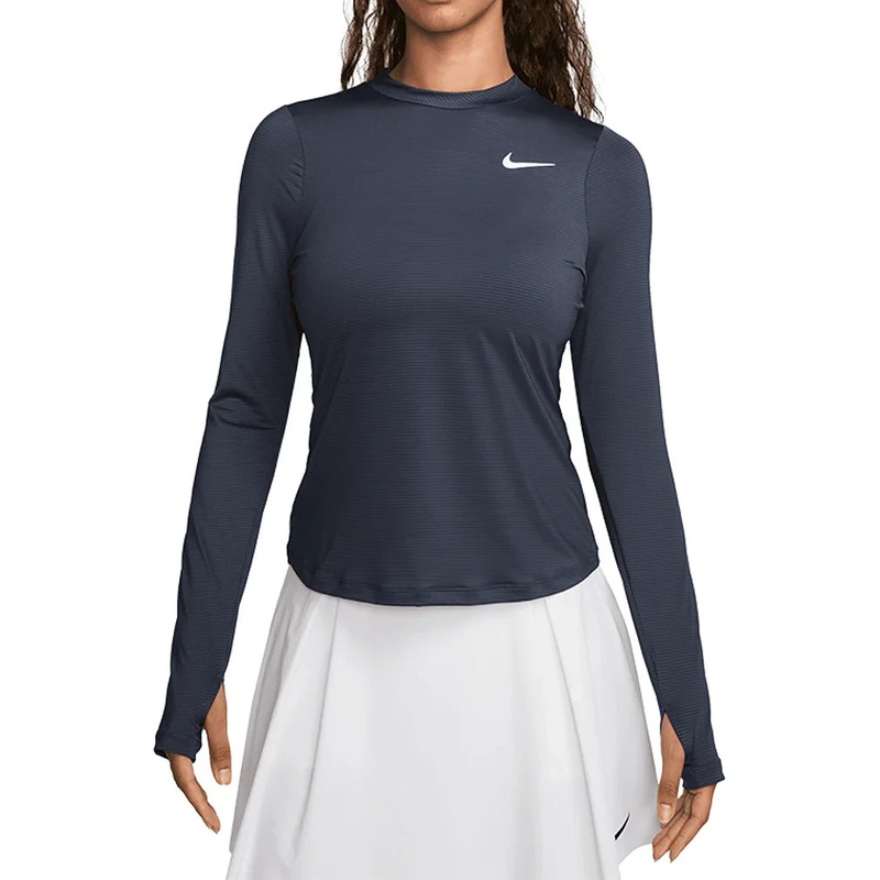 Women`s Dri-Fit Victory Long Sleeve Print Top Thunder Blue and White