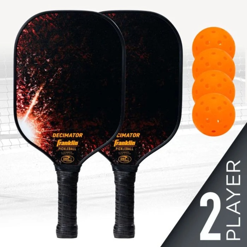 Franklin Decimator Carbon Fiber Pickleball Paddles And Balls – 2 Player Set