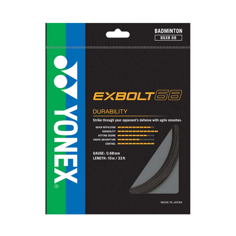 Yonex Exbolt 68 Badminton String (10m Set) Black BLACK 10m Set