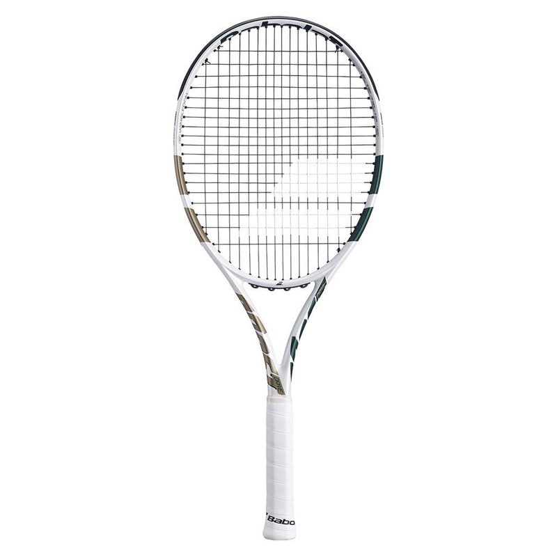 Boost Wimbledon Prestrung Tennis Racquet White and Gold