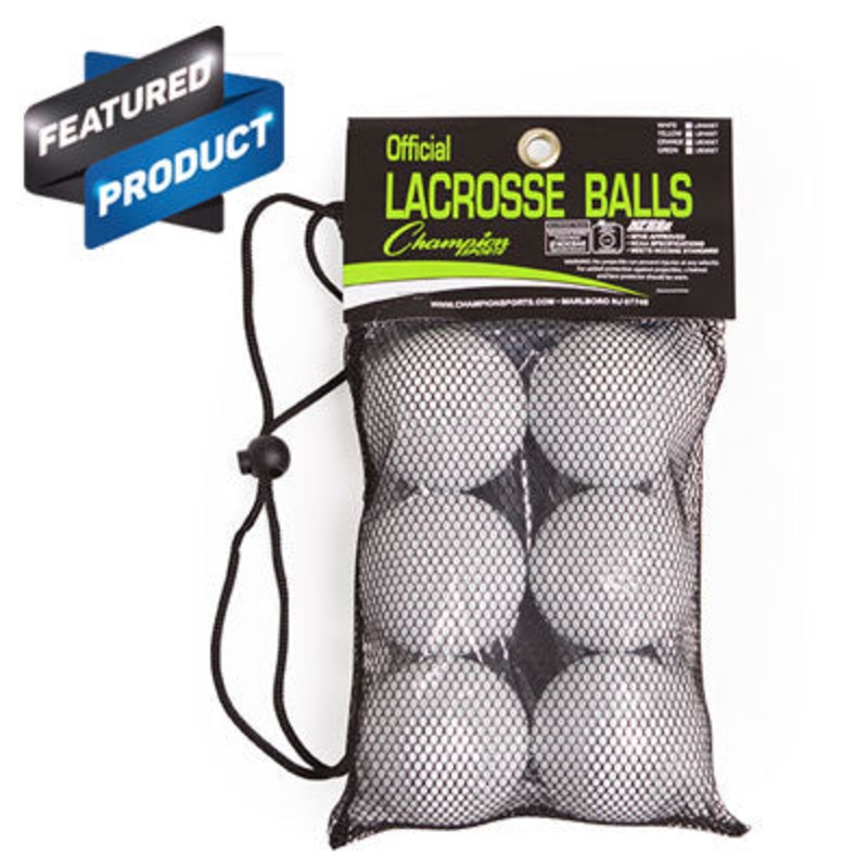 Champion Sports NOCSAE Lacrosse Ball Set of 6 White
