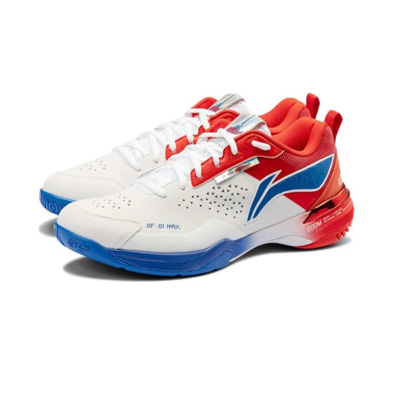 (CLEARANCE) LI-NING Blade DF-01 Max 2024 Paris Olympic MEN’S Badminton Shoes White/Red/Blue AYAU005-1 US(M) 8 / US(W) 9.5 / UK 7 / EU 41 / 25.5 CM