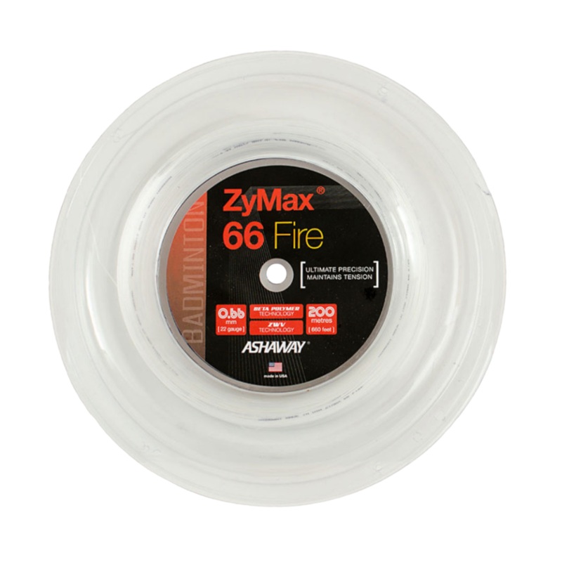 Ashaway ZyMax 66 Fire String (200m Reel) White White 200m Reel