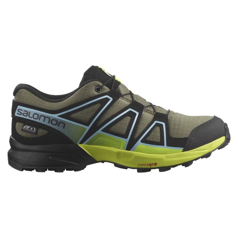 Salomon Kids’ Speedcross Waterproof Deep Lichen Green/Black/Safety Yellow 2