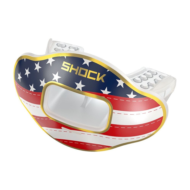 Shock Doctor Stars & Stripes Gold Max AirFlow 2.0 Convertible Lip Guard