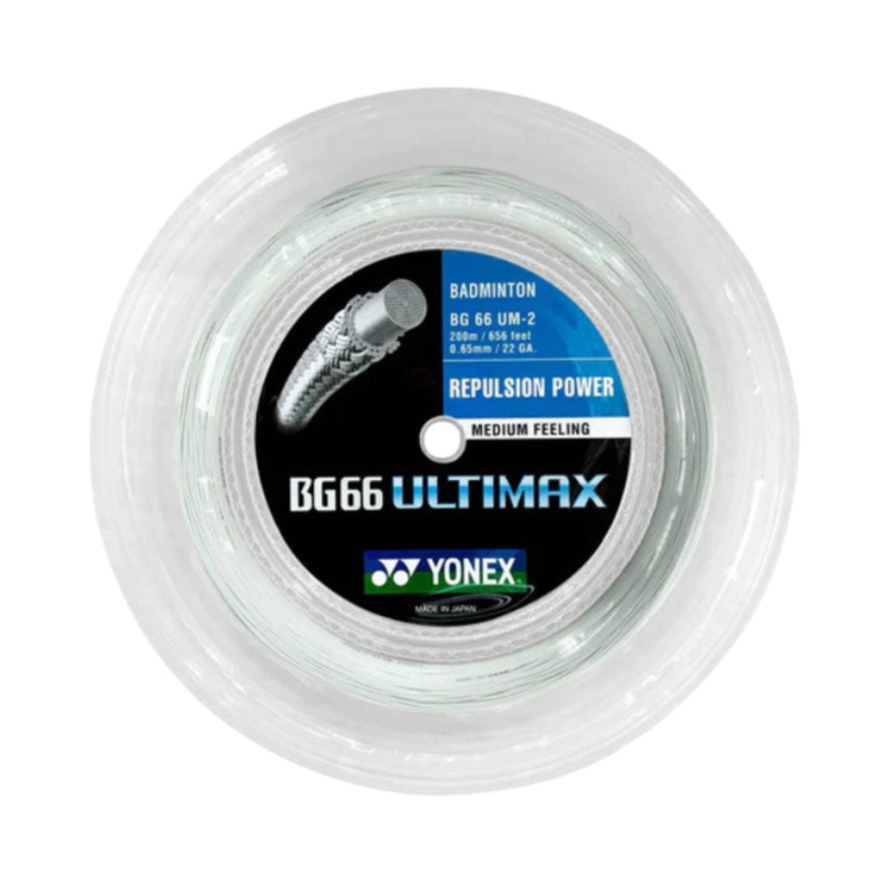Yonex BG66 Ultimax Badminton String (200m Reel) White White 200m Reel