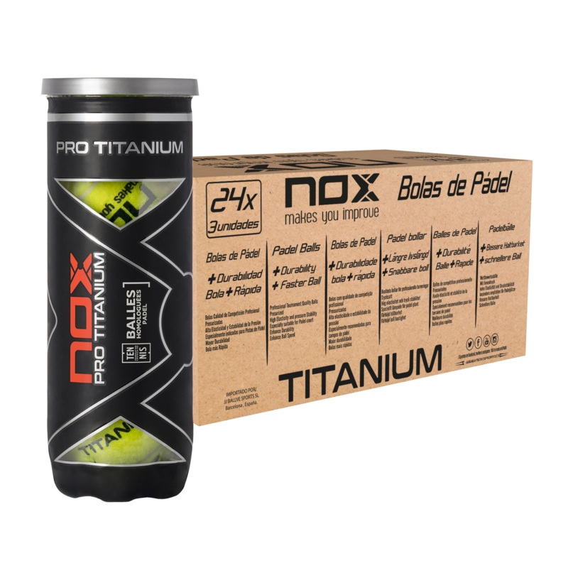 NOX Padel Box of 24 containers of 3 Balls PRO TITANIUM
