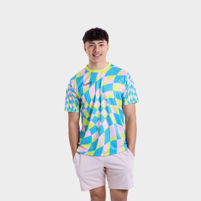 Aixo Checker Mens T Shirt Lime Check Lime Check XS