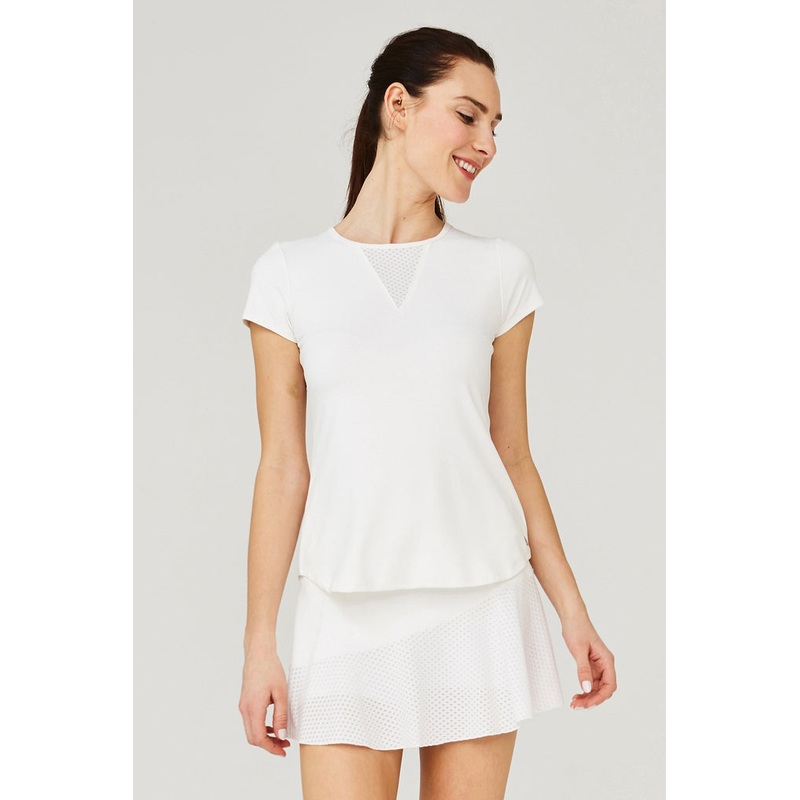 Lija Womens Elite Deep V Tee White XSmall