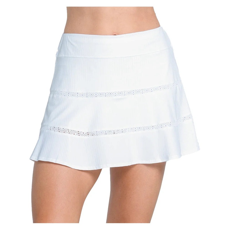 Women`s Tier Flounce 14 Inch Tennis Skort White