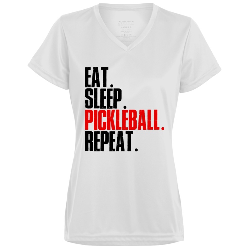 Women’s V-Neck Dry Fit – Eat Sleep Pickleball Repeat