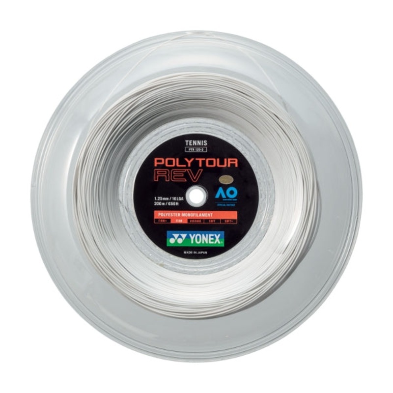 Yonex Polytour Rev 1.25mm 200m Reel Tennis String White 200m Reel White