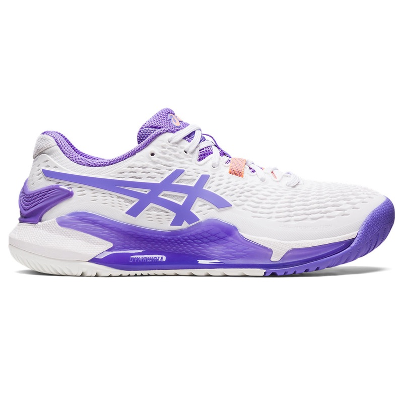 Asics Gel Resolution 9 Wide Women’s Tennis Shoe (White/Amethyst)