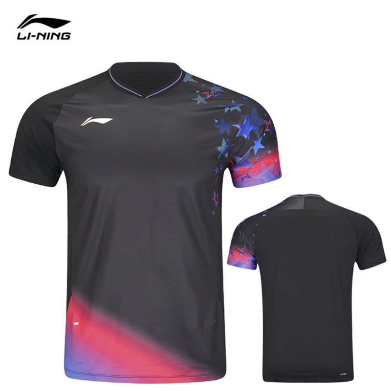 Li-Ning Badminton Competition T-Shirt Unisex – Black AAYV047 Black XS