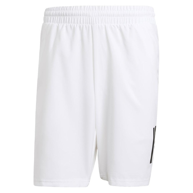 Men`s Club 3 Stripe 9 inch Tennis Short White