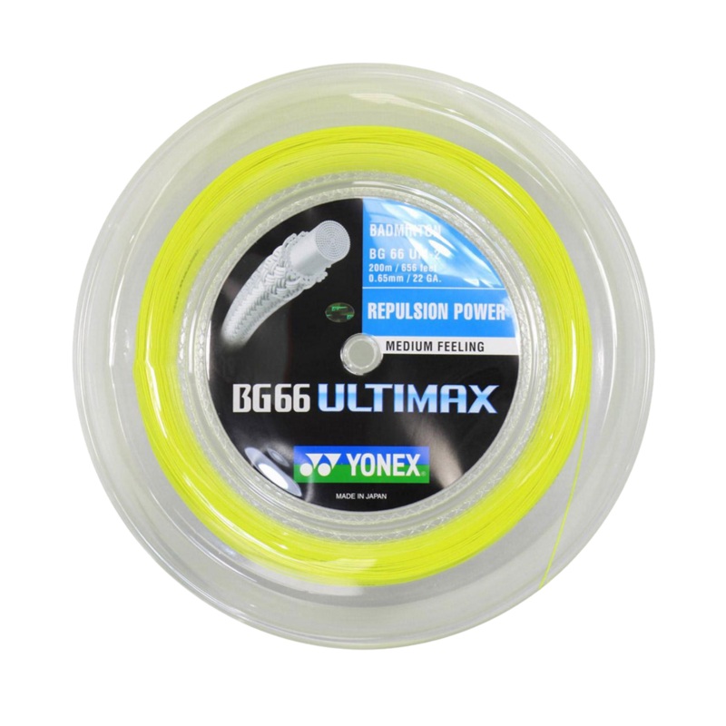 Yonex BG66 Ultimax Badminton String (200m Reel) Yellow Yellow 200m Reel