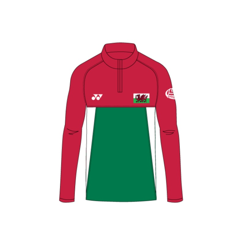 Badminton Wales Training Kit – Midlayer (Unisex) GREEN/RED XS