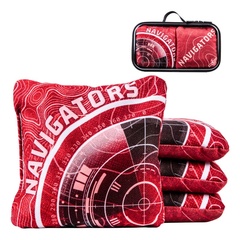 American Cornhole League COMP Red Navigator Cornhole Bags with Dual Fabric Design