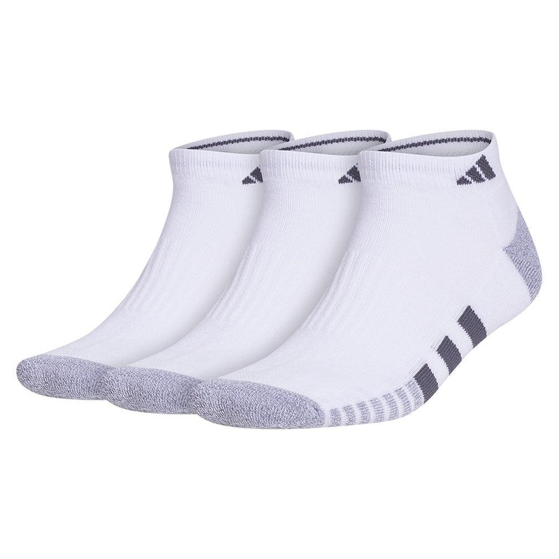 Men`s Cushioned 3.0 3 Pack Low Cut Tennis Socks White and Onix Grey