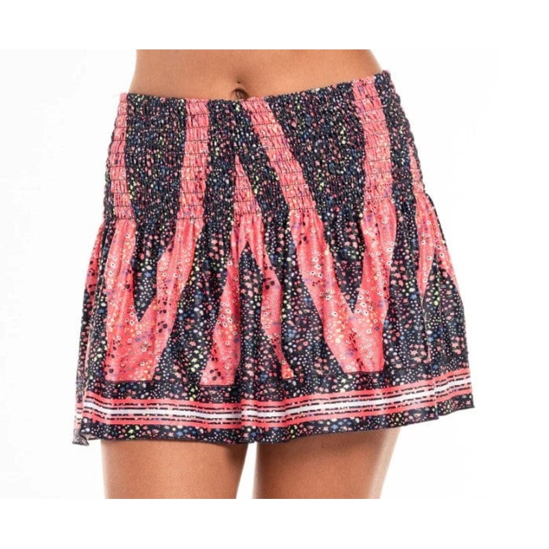 Women’s Lucky In Love Long Flower Power Smocked Tennis Skirt Extra Small