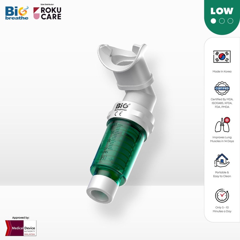 Bigbreathe IMT Inspiratory Muscle Trainer-Green Level 1