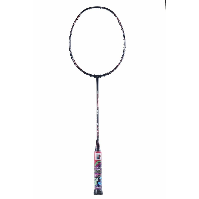 Flex Power Air Speed 11 (Mega Tension – 33LBS)Full Graphite Badminton Racquet with Full Racket Cover Black/Red