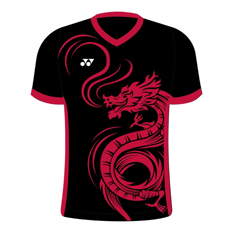 The Dragons T014 Dragon Swoosh V Neck Mens BLACK/RED XS