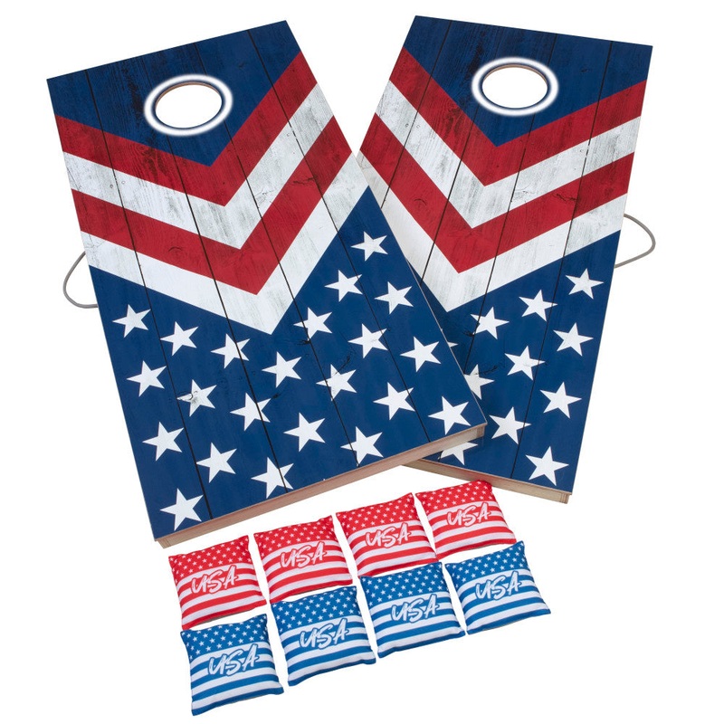 Patriotic LED 2×4 All-Wood Cornhole Set