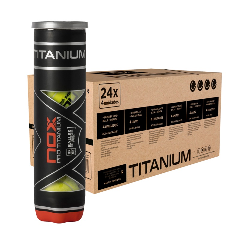 NOX Padel Box of 24 containers of 4 Balls PRO TITANIUM