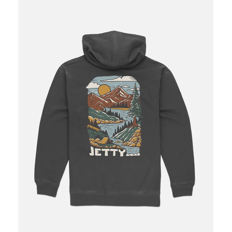 Jetty Mens Creekside Hoodie Charcoal Small