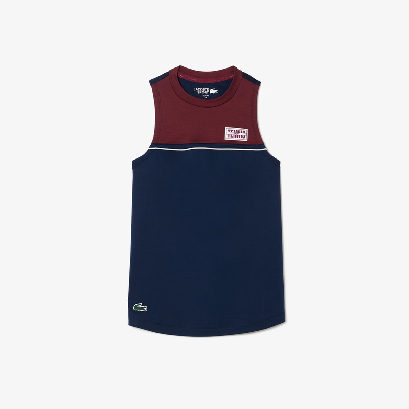 Lacoste TF1010-51 Women’s Cotton Sport T-Shirt [Navy Blue/Bordeaux]